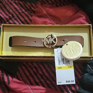 Michael Kors Brown Belt with Gold Buckle